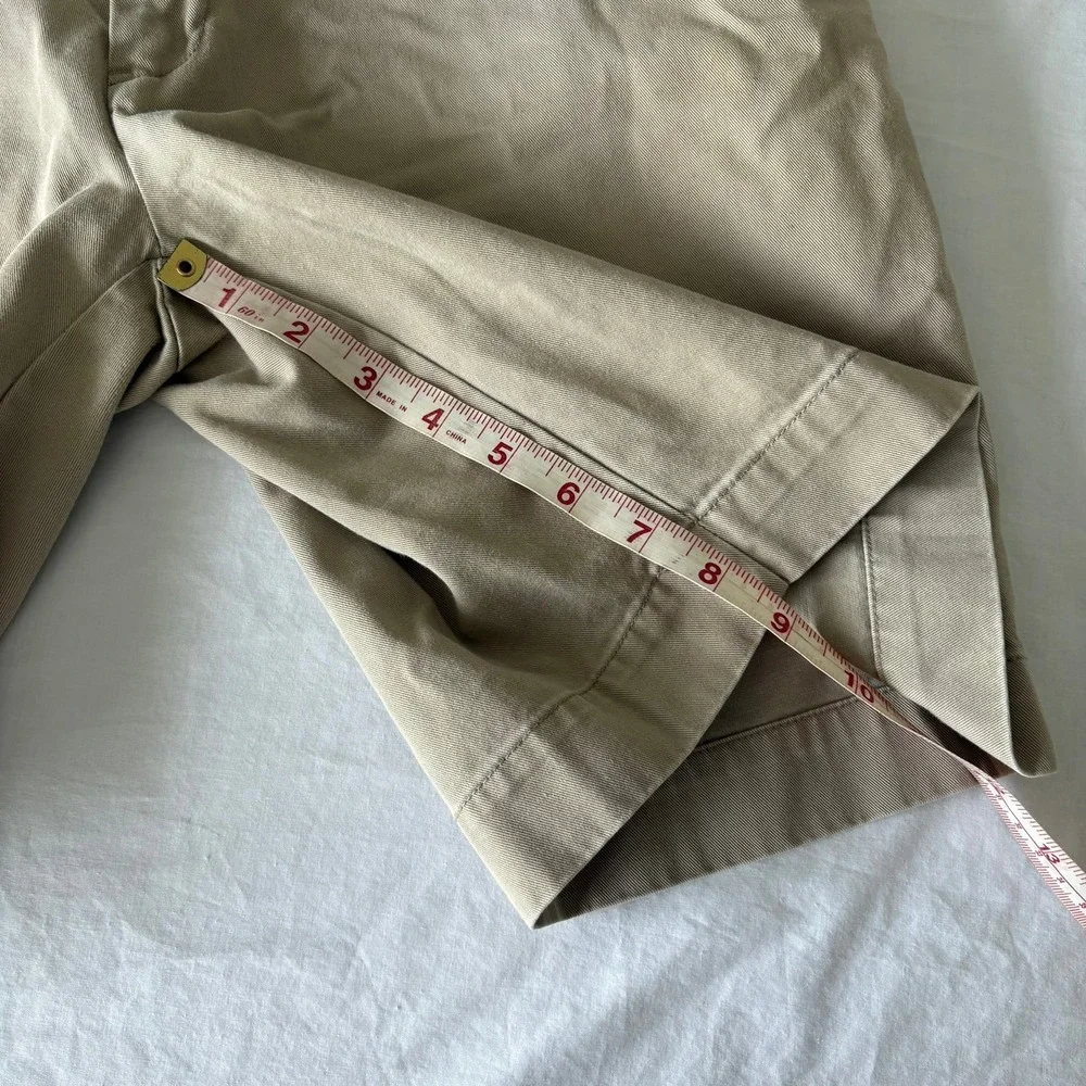 Polo Ralph Lauren Mens Khaki Chino Shorts Tan Cotton Twill Size 34 Flat Front